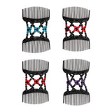 Max Stretch Double Hair Comb Clip Wood Beads Double Clip Hair Accessory Red