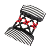 Max Stretch Double Hair Comb Clip Wood Beads Double Clip Hair Accessory Red