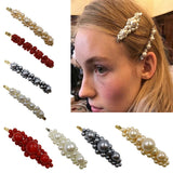 Max Vintage Beaded Pearls Floral Hair Clips Barrettes Accessories Champagne L