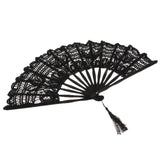 Max Retro Chinese Lace Folding Hand Held Dance Fan Wedding Party Fan Black