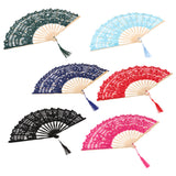 Max Retro Chinese Lace Folding Hand Held Dance Fan Wedding Party Fan Black
