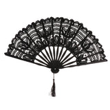 Max Retro Chinese Lace Folding Hand Held Dance Fan Wedding Party Fan Black