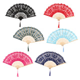 Max Retro Chinese Lace Folding Hand Held Dance Fan Wedding Party Fan Black