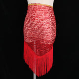 Belly Dance Hip Scarf Shining Triangle Tassel Hip Scarves Skirt Red