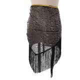 Max Belly Dance Hip Scarf Shining Triangle Tassel Hip Scarves Skirt Balck