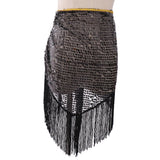 Max Belly Dance Hip Scarf Shining Triangle Tassel Hip Scarves Skirt Balck