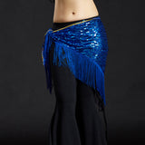 Max Belly Dance Hip Scarf Shining Triangle Tassel Hip Scarves Skirt Royal Blue