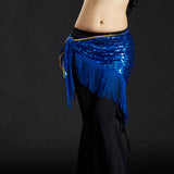 Max Belly Dance Hip Scarf Shining Triangle Tassel Hip Scarves Skirt Royal Blue