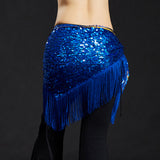 Max Belly Dance Hip Scarf Shining Triangle Tassel Hip Scarves Skirt Royal Blue