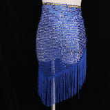 Max Belly Dance Hip Scarf Shining Triangle Tassel Hip Scarves Skirt Royal Blue
