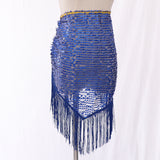 Max Belly Dance Hip Scarf Shining Triangle Tassel Hip Scarves Skirt Royal Blue