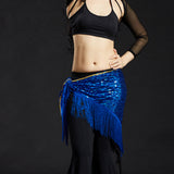 Max Belly Dance Hip Scarf Shining Triangle Tassel Hip Scarves Skirt Royal Blue