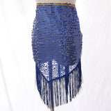 Max Belly Dance Hip Scarf Shining Triangle Tassel Hip Scarves Skirt Royal Blue