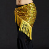 Max Belly Dance Hip Scarf Shining Triangle Tassel Hip Scarves Skirt Yellow