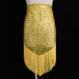 Max Belly Dance Hip Scarf Shining Triangle Tassel Hip Scarves Skirt Yellow