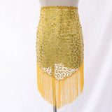 Max Belly Dance Hip Scarf Shining Triangle Tassel Hip Scarves Skirt Yellow