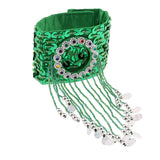 Belly Dance Tassel Bracelet Wrist Ankle Arm Cuffs Wristband Gypsy Jewelry Green