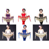 Max Velvet Dangling Gold Coins Belly Dancing Hip Skirt Scarf Wrap Belt Purple