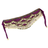 Max Velvet Dangling Gold Coins Belly Dancing Hip Skirt Scarf Wrap Belt Purple