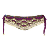 Max Velvet Dangling Gold Coins Belly Dancing Hip Skirt Scarf Wrap Belt Purple