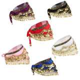 Max Velvet Dangling Gold Coins Belly Dancing Hip Skirt Scarf Wrap Belt Purple