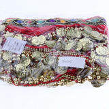 Max Velvet Dangling Gold Coins Belly Dancing Hip Skirt Scarf Wrap Belt Red