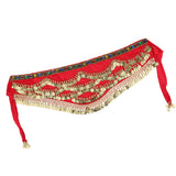 Max Velvet Dangling Gold Coins Belly Dancing Hip Skirt Scarf Wrap Belt Red
