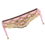 Max Velvet Dangling Gold Coins Belly Dancing Hip Skirt Scarf Wrap Belt Pink