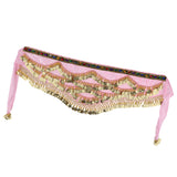 Max Velvet Dangling Gold Coins Belly Dancing Hip Skirt Scarf Wrap Belt Pink
