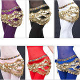 Max Velvet Dangling Gold Coins Belly Dancing Hip Skirt Scarf Wrap Belt Pink