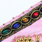 Max Velvet Dangling Gold Coins Belly Dancing Hip Skirt Scarf Wrap Belt Pink