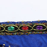 Velvet Dangling Gold Coins Belly Dancing Hip Skirt Scarf Wrap Belt Blue