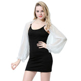 Women Long Sleeve Chiffon Bolero Shrug White