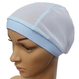 Max Mesh Stretch Turban Hat Hijab Skull Cap Head Wrap Hair Loss Chemo Hat Beanie Sky Blue