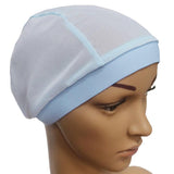 Max Mesh Stretch Turban Hat Hijab Skull Cap Head Wrap Hair Loss Chemo Hat Beanie Sky Blue