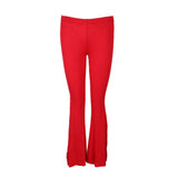 Womens Milk Silk Belly Dance Slit Pants L Red