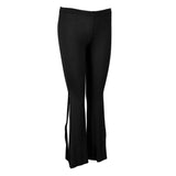 Womens Milk Silk Belly Dance Slit Pants M Black