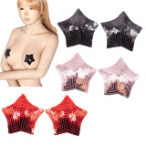 Maxbell 2 Pieces Women Sexy Nipple Cover Sequin Star Shape Pasties Lingerie  Black