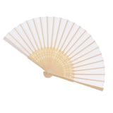 Max Silk Handheld Folding Fan Wedding Party Favor Fan with Gift Box White