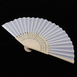 Max Silk Handheld Folding Fan Wedding Party Favor Fan with Gift Box White