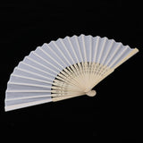 Max Silk Handheld Folding Fan Wedding Party Favor Fan with Gift Box White