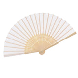 Max Silk Handheld Folding Fan Wedding Party Favor Fan with Gift Box White