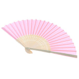 Max Silk Handheld Folding Fan Wedding Party Favor Fan with Gift Box Pink
