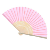 Max Silk Handheld Folding Fan Wedding Party Favor Fan with Gift Box Pink