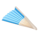 Max Silk Handheld Folding Fan Wedding Party Favor Fan with Gift Box Sky Blue
