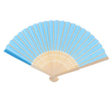 Max Silk Handheld Folding Fan Wedding Party Favor Fan with Gift Box Sky Blue
