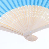 Max Silk Handheld Folding Fan Wedding Party Favor Fan with Gift Box Sky Blue