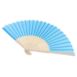 Max Silk Handheld Folding Fan Wedding Party Favor Fan with Gift Box Sky Blue
