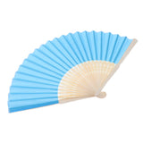 Max Silk Handheld Folding Fan Wedding Party Favor Fan with Gift Box Sky Blue