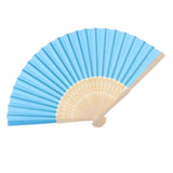 Max Silk Handheld Folding Fan Wedding Party Favor Fan with Gift Box Sky Blue